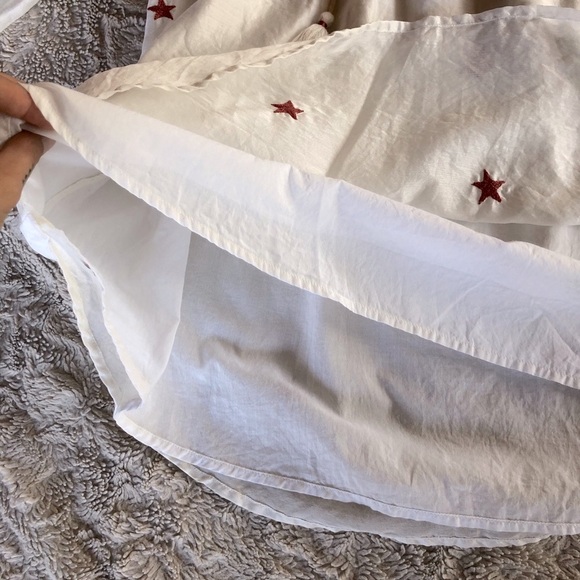 Tularosa Long Sleeve Cosmic Star Dress Silk and Cotton Ivory Colored Red Stars. - Picture 11 of 12